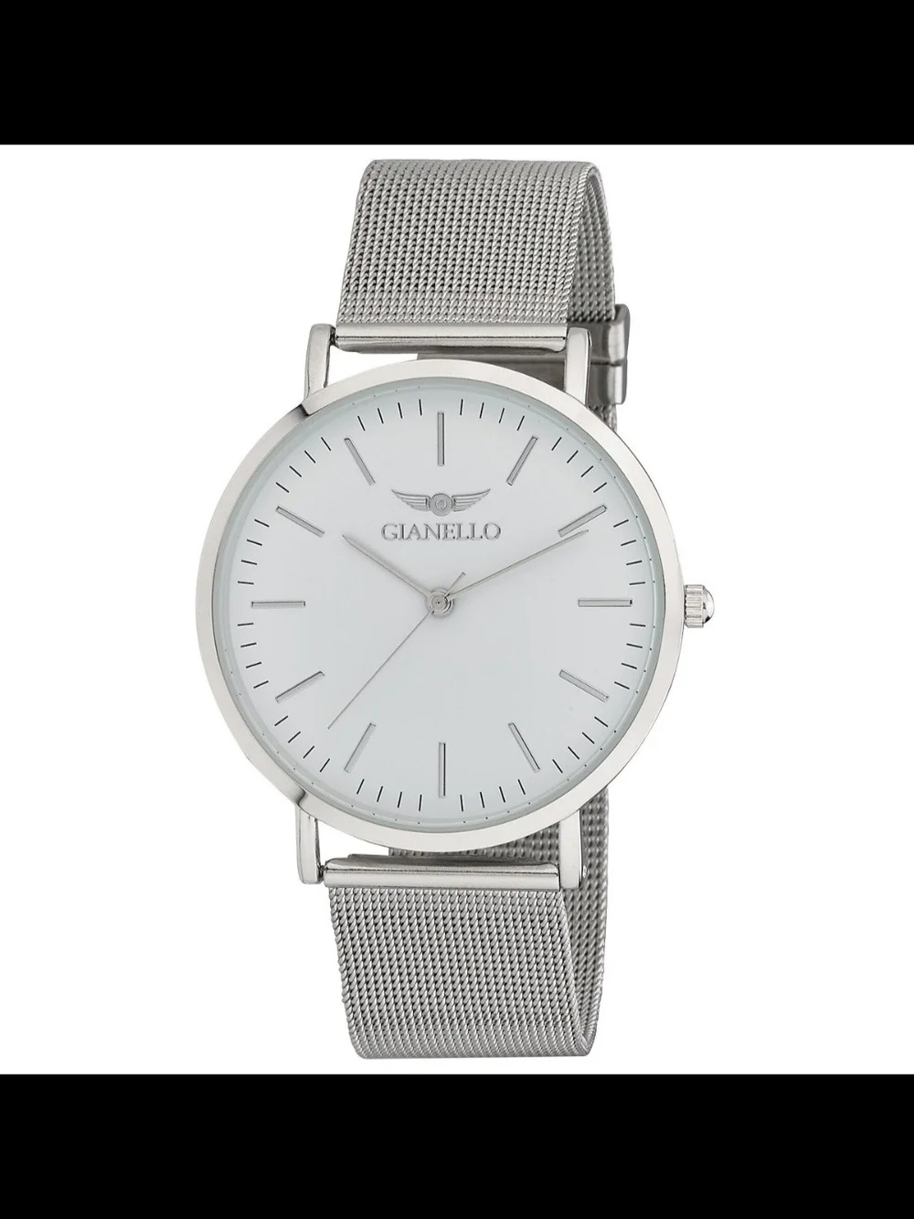 Gianello Stainless Steel Case Back Slim Case Mesh Bracelet Watch Italian Design